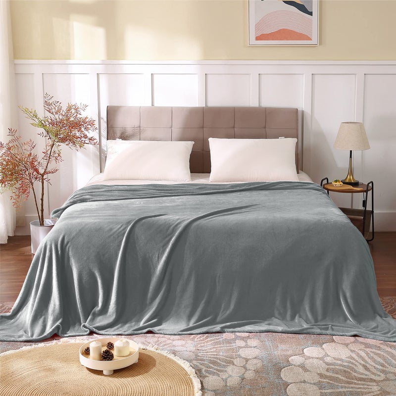 BEDELITE Fleece Blankets King Size for Bed, Luxury Plush Cozy Fuzzy Blanket 108x90 inches, Super Soft Warm Lightweight Throw Blanket All Seasons Suitable, Grey - Image 2